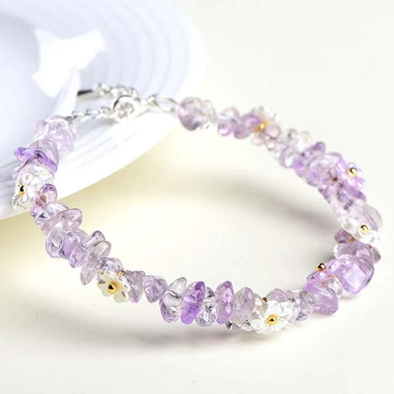 Buddha Stones Natural Aquamarine Peridot Strawberry Quartz Various Crystals Serenity Bracelet