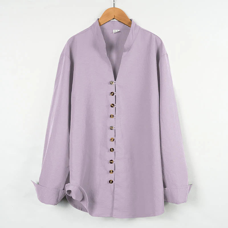 Buddha Stones Solid Color Buttons Fall Long Sleeve Men's Shirt