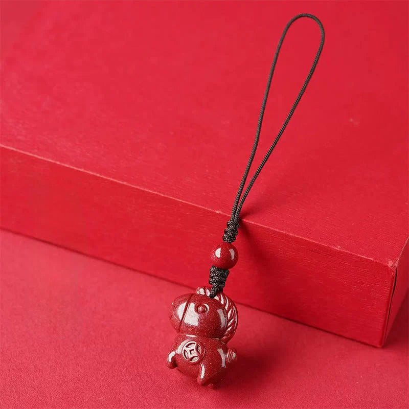Buddha Stones Year Of The Horse Cinnabar Keep Away Evil Spirits Key Chain