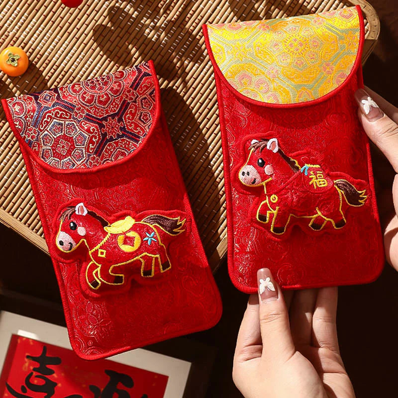Buddha Stones Year Of The Horse 2026 New Year Fu Character Lucky Embroidery Chinese Red Envelope