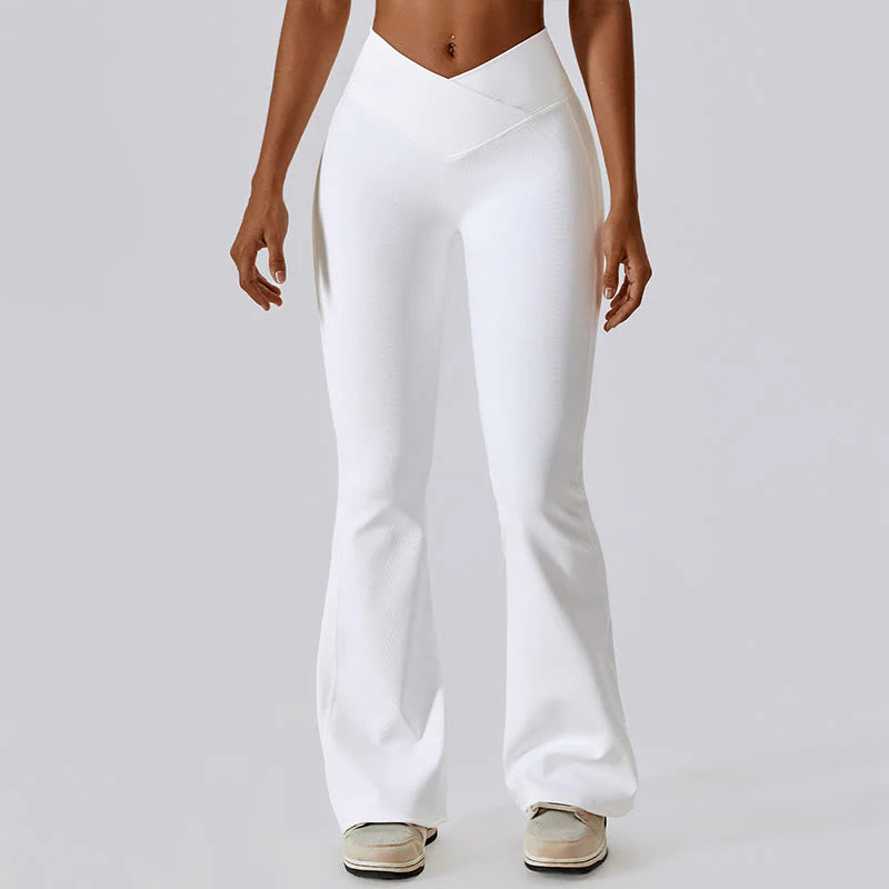 Buddha Stones Sleeveless Crop Tank Top Flared Pants Sports Fitness Yoga