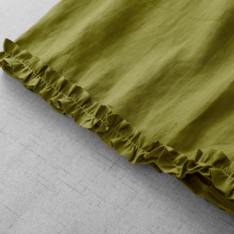Buddha Stones Commute Elastic Waistband Pleated Hem Capri Length Women's Lined Skirt With Pockets
