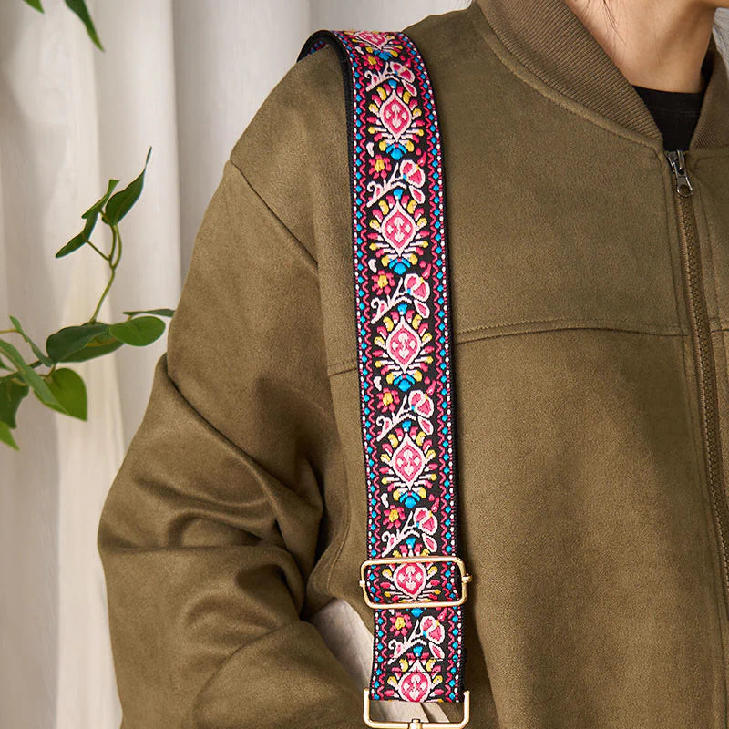 Buddha Stones Bohemian Flower Geometric Stripes Embroidery Adjustable Handbags Crossbody Shoulder Bag Purse Straps Replacement