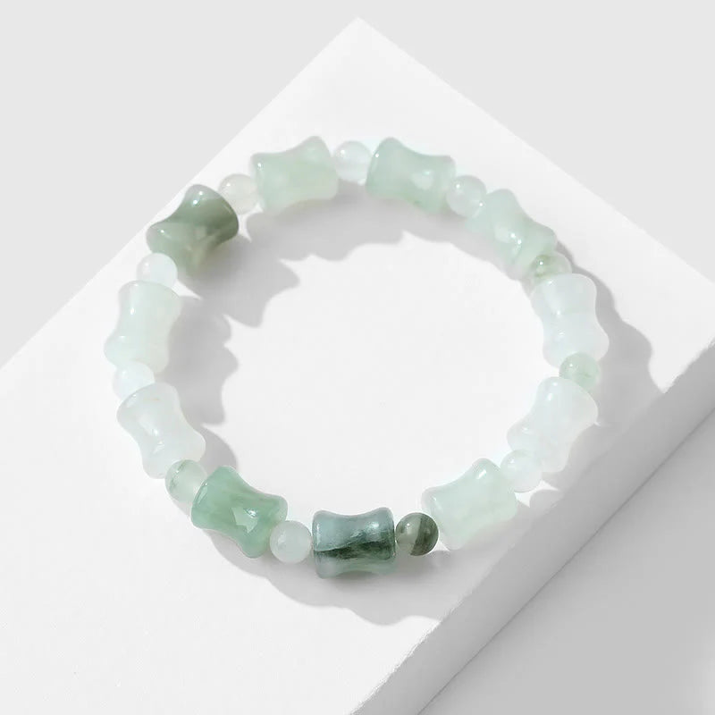 Buddha Stones Jade Coconut Shell Bamboo Pattern Abundance Luck Bracelet