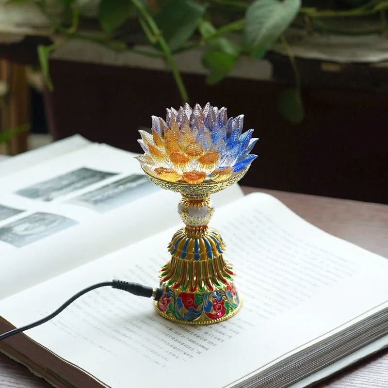 Buddha Stones Lotus Liuli Glass Eight Auspicious Symbols Base Enlightenment Home Decoration