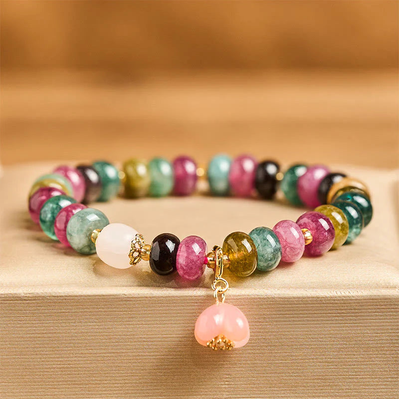 Buddha Stones Tourmaline Yanyuan Agate Peach Blossoms Love Bracelet