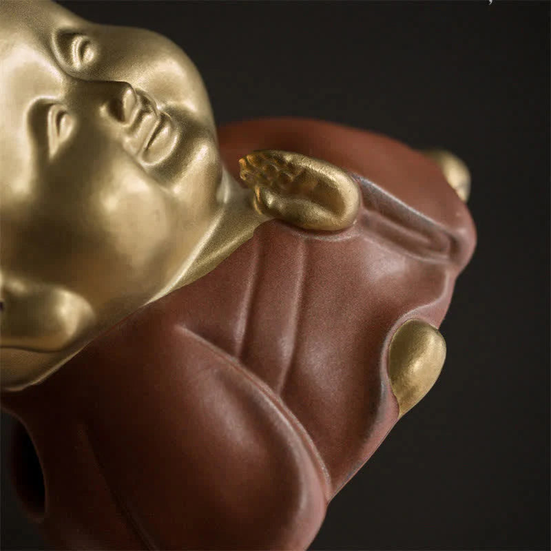 Buddha Stones Little Buddha Laughing Buddha Ceramic Healing Incense Burner
