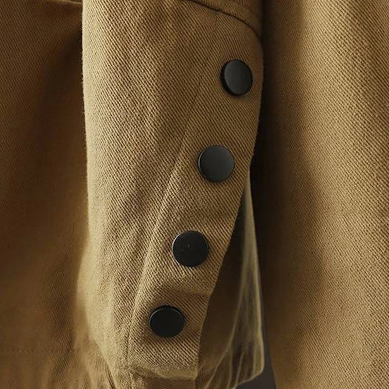 Buddha Stones Fall Button Down Women's Cotton Long Sleeve Outerwear Jacket With Pockets