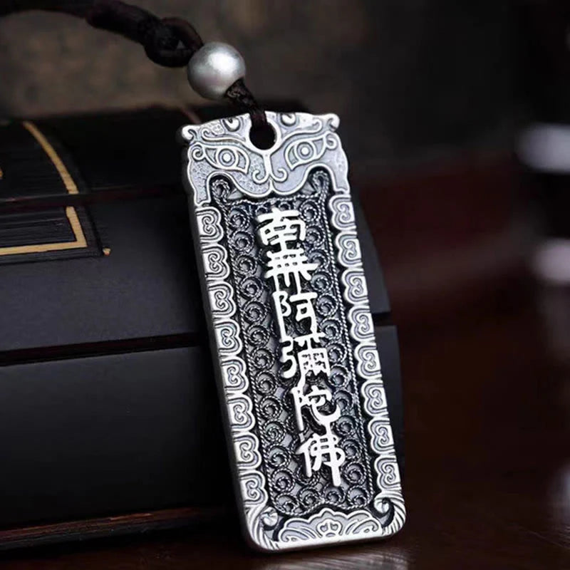 Buddha Stones Copper Namo Amitabha Om Mani Padme Hum Rope Wisdom Necklace Pendant