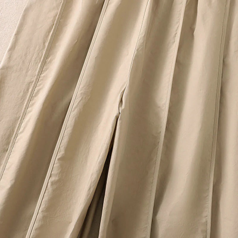 Buddha Stones Summer Simple Pure Color High Waisted Pleated Women's Harem Pants With Pockets