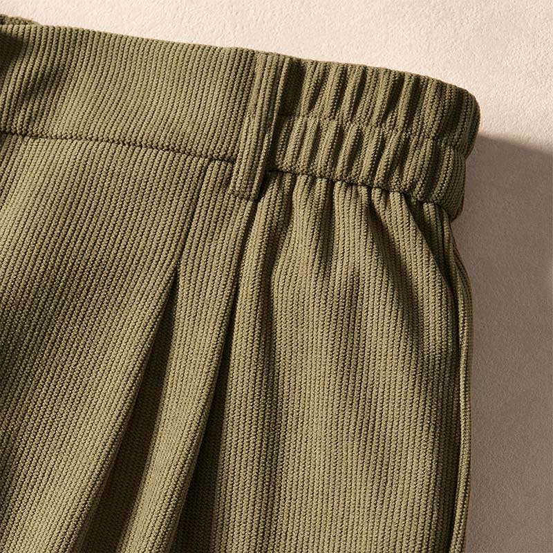 Buddha Stones Commute Fall Corduroy Women's Harem High Waist Pants With Pockets