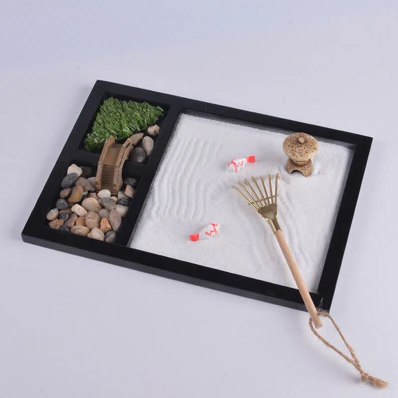 Buddha Stones Koi Fish Small Bridge Calm Peace Meditation Zen Garden Decoration