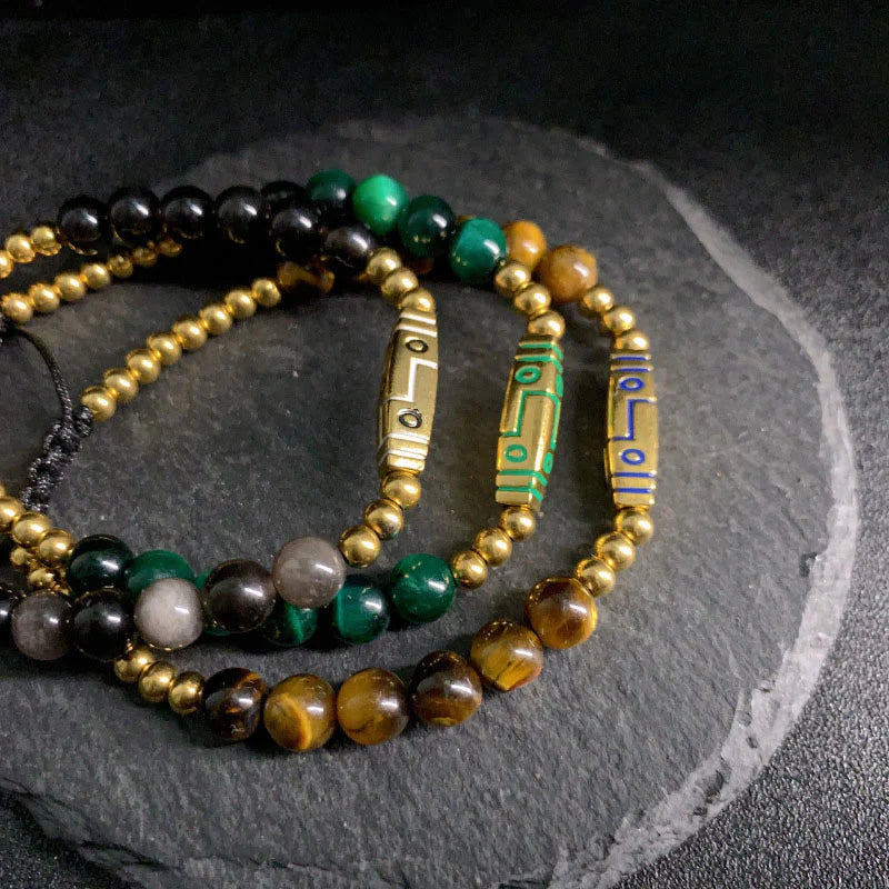 Buddha Stones Cute Bone Pattern Tiger Eye Courage Beads Bracelet