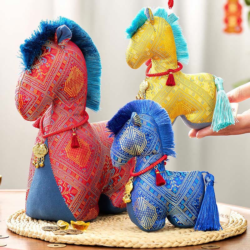 Buddha Stones Year Of The Horse Red String Embroidery Ingot Tassel Decoration