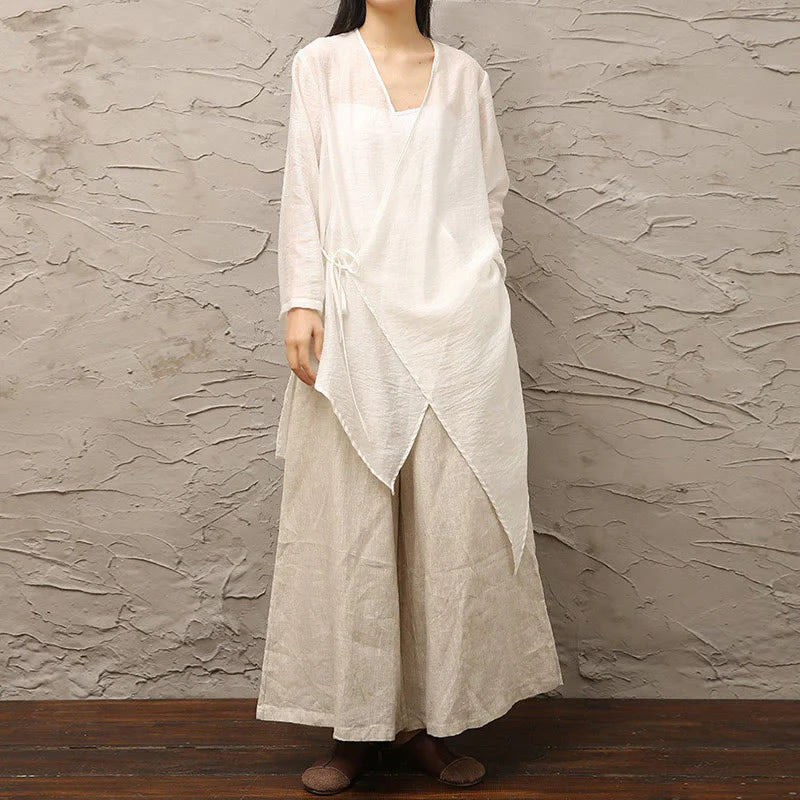 Buddha Stones Simple White Beige Pattern Meditation Spiritual Zen Practice Yoga Clothing Women's Clothes