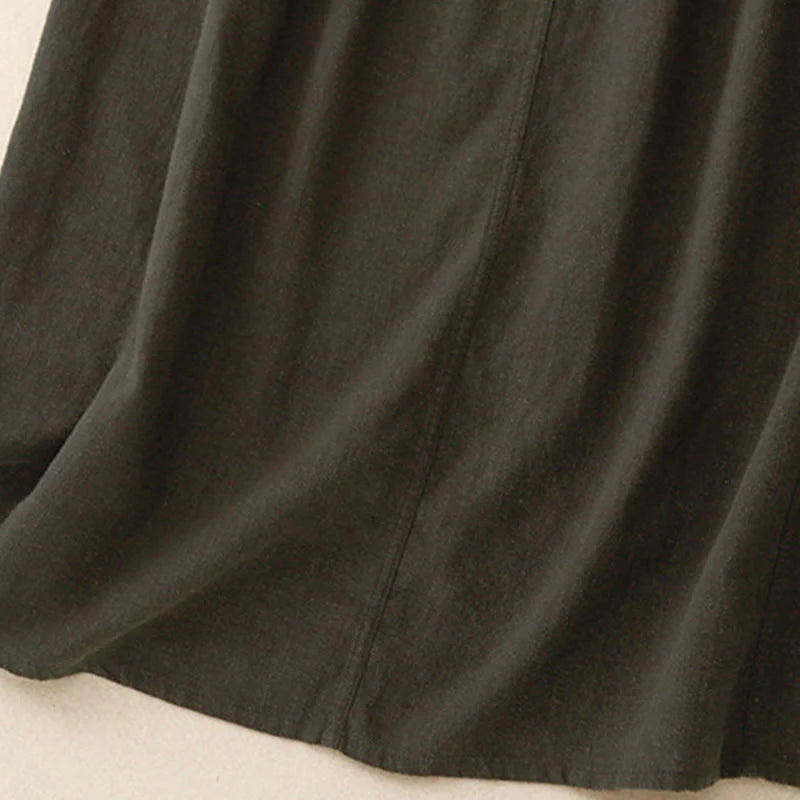 Buddha Stones Drawstring A-line Elastic Waist Cotton Women's Skirt