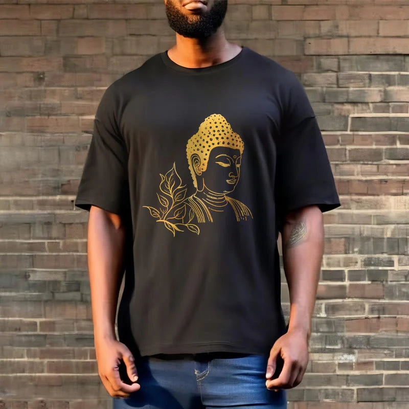 Buddha Stones Golden Leaves Meditation Buddha Tee T-shirt