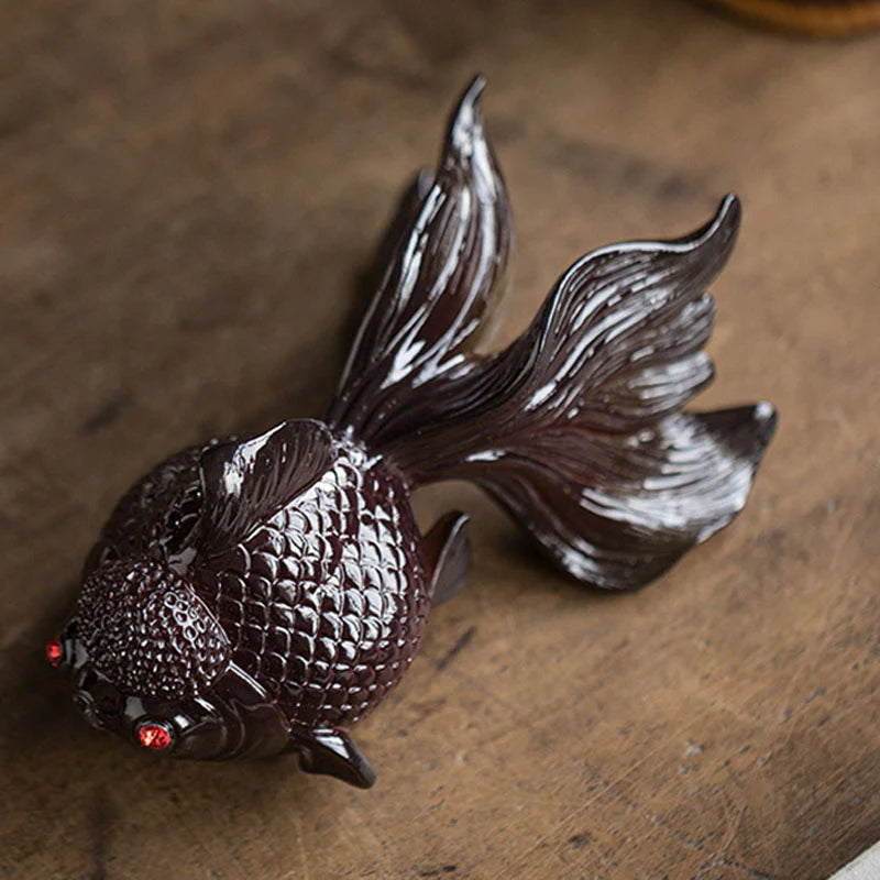 Buddha Stones Color Changing Koi Fish Resin Tea Pet Wealth Home Figurine Decoration