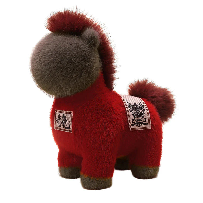 Buddha Stones Year Of The Horse Embroidered Saddle Pad Plush Doll Home Decoration