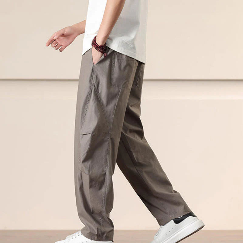 Buddha Stones Commute Spring Solid Color Drawstring Men's Harem Pants With Pockets