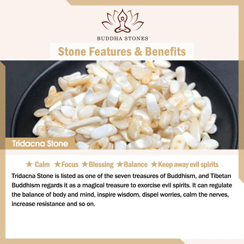 Buddha Stones Natural Tridacna Stone Moon 14K Gold Blessing Ring