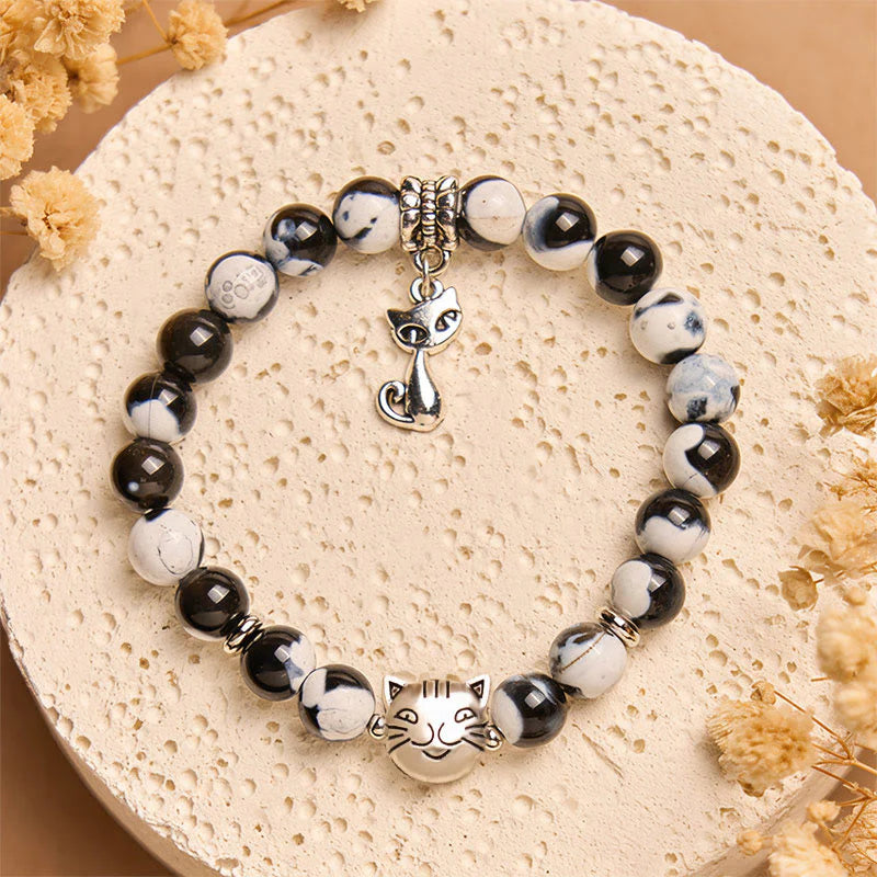 Buddha Stones Sending Love and Joy to Your Cat Cat Agate Bracelet Includes Gift Message Card