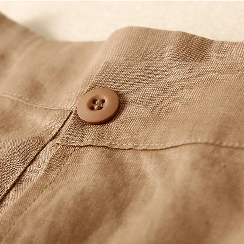 Buddha Stones Vintage Summer Asymmetrical High Waist Women's Cotton Linen Skirt With Pockets