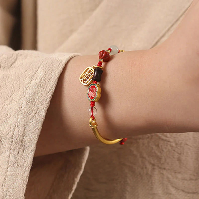 Buddha Stones Tibetan Auspicious Clouds Fortune Happiness Wealth Luck Bracelet
