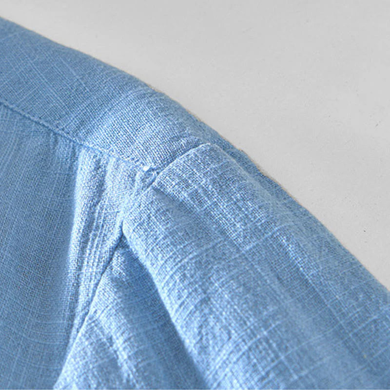 Buddha Stones Commute Plain Simple Buttons Design Men's Long Sleeve Ramie Linen Jacket With Pockets