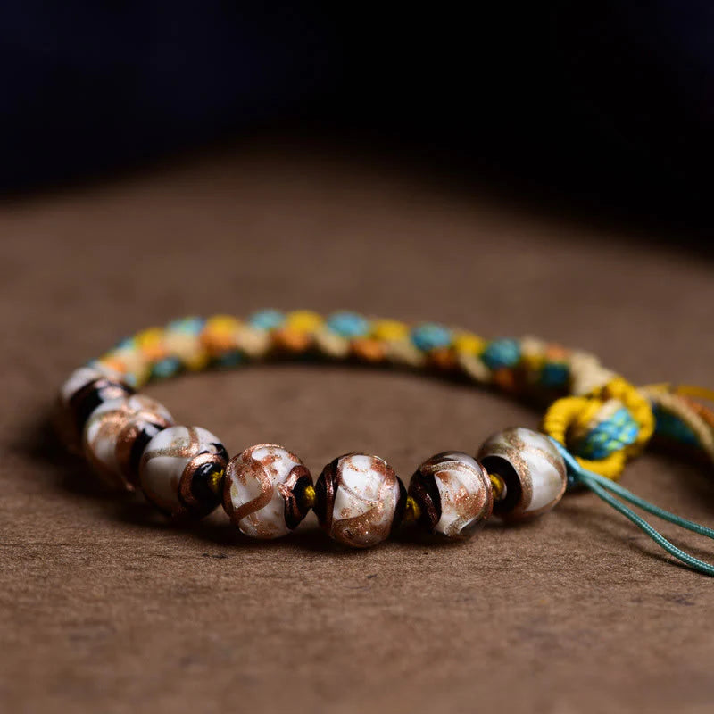 Buddha Stones Tibet Liuli Glass Wishing Health And Safety String Bracelet