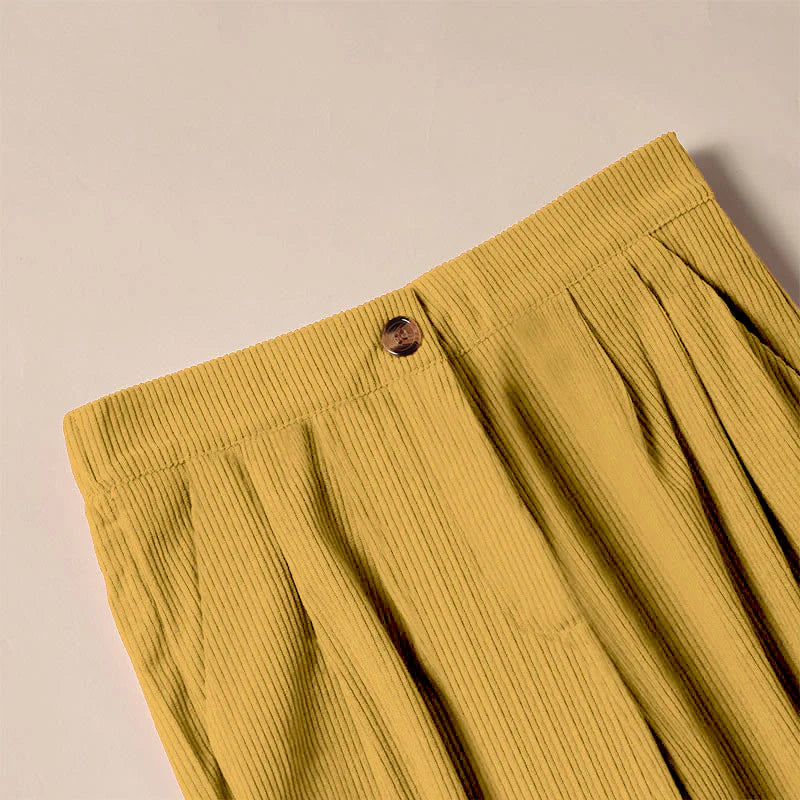Buddha Stones Casual Corduroy Straight-leg Women's Pants With Pockets