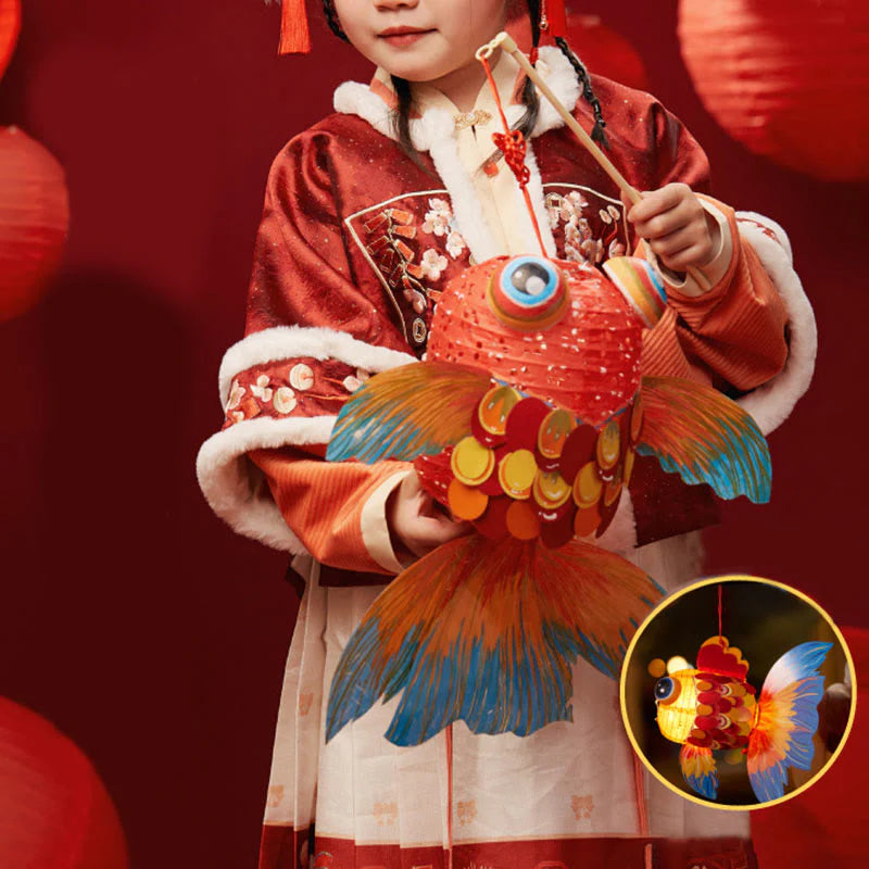 Buddha Stones DIY Good Luck Koi Fish Paper Lantern Lamp Mid-Autumn Festival Child Kids Lantern Decoration