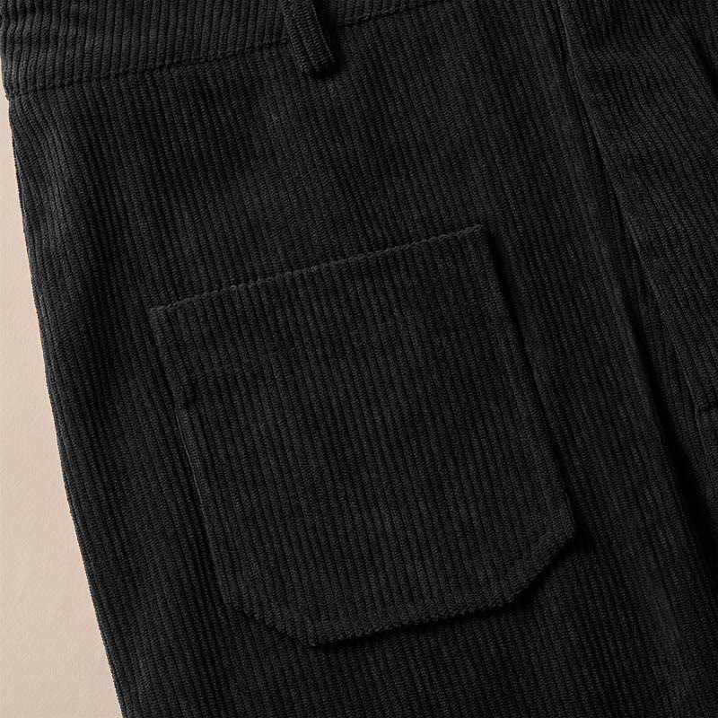 Buddha Stones Plain Corduroy Polyester Women's Buttons Wide Leg Pants With Pockets