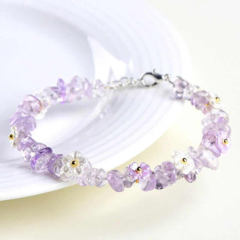 Buddha Stones Natural Aquamarine Peridot Strawberry Quartz Various Crystals Serenity Bracelet