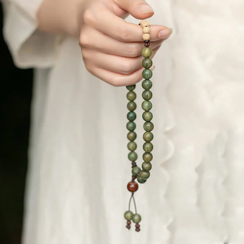Buddha Stones Green Sandalwood Positive Peace Bracelet