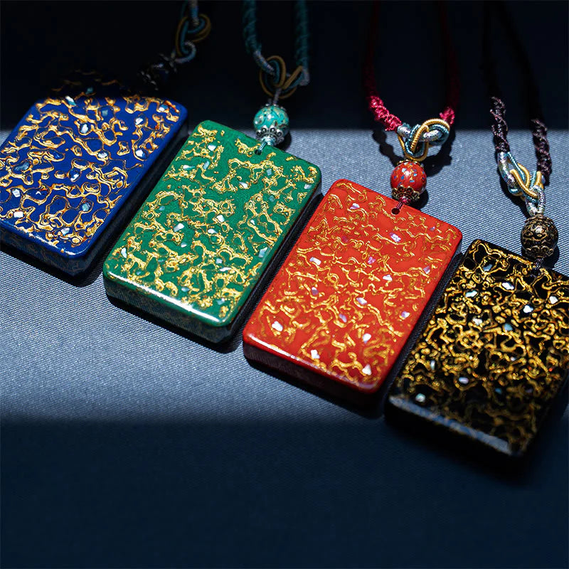 Buddha Stones Handcrafted Lacquer Craft Sandalwood Protection Pendant Necklace