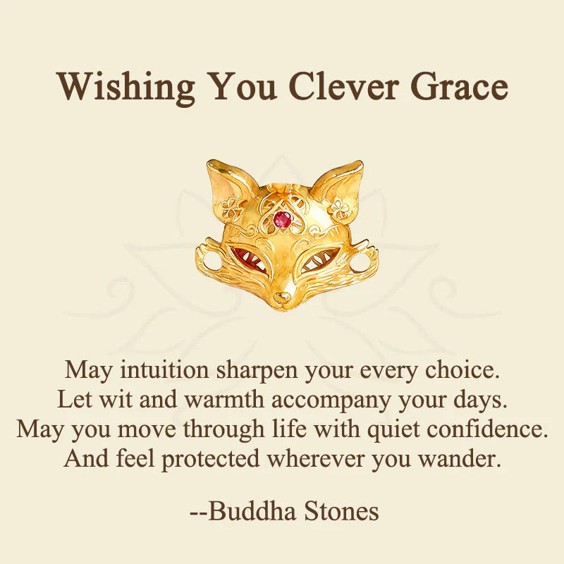 Buddha Stones Wishing You Clever Grace 24k Gold Plated Brass Fox Necklace Includes Gift Message Card