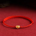 Buddha Stones 999 Gold Chinese Lock Charm Fu Character Protection Handmade Rope Bracelet (Extra 30% Off | USE CODE: FS30)