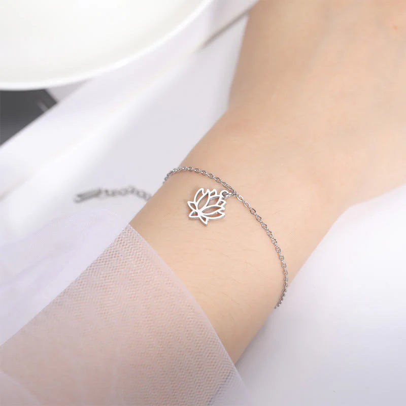 Buddha Stones Lotus Pattern Titanium Steel Enlightenment Bracelet