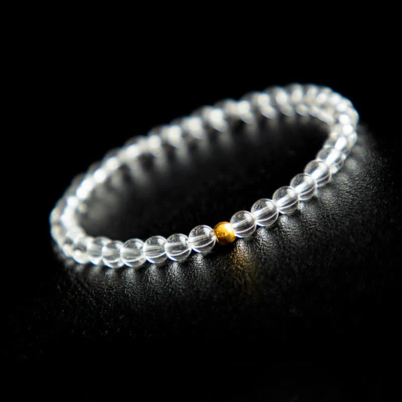 Buddha Stones Natural 4mm Clear Quartz Meditation Bracelet