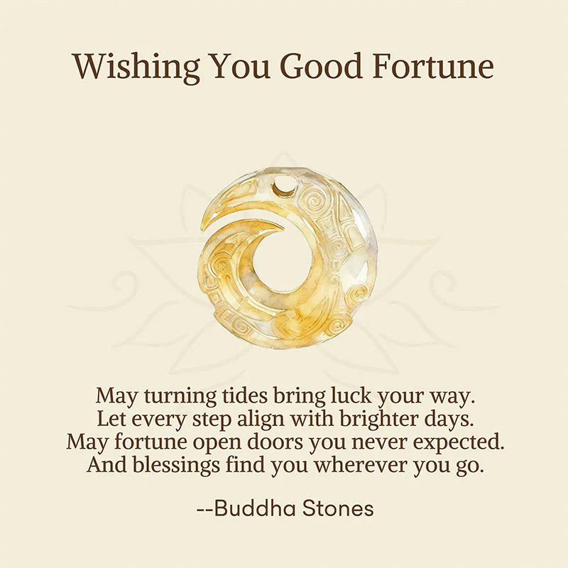 Buddha Stones Wishing You Good Fortune 24k Gold Plated Brass Peace Buckle Black Rope Necklace Includes Gift Message Card