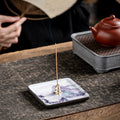Buddha Stones Mountain Lake Flower Leaf Healing Ceramic Plate Tray Stick Incense Burner Decoration