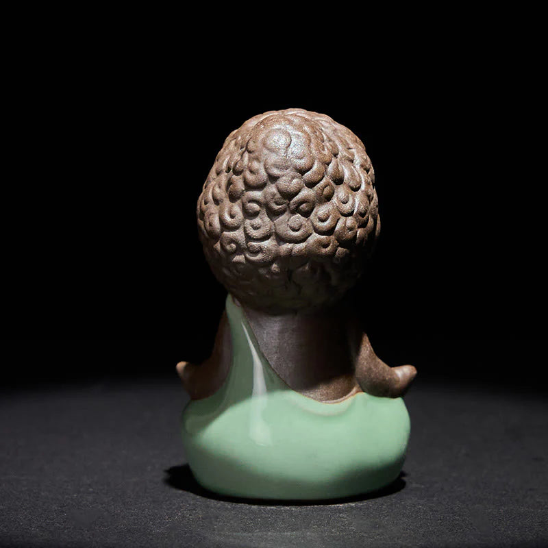 Buddha Stones Prayer Meditation Resting Monk Ceramic Statue Serenity Home Decoration