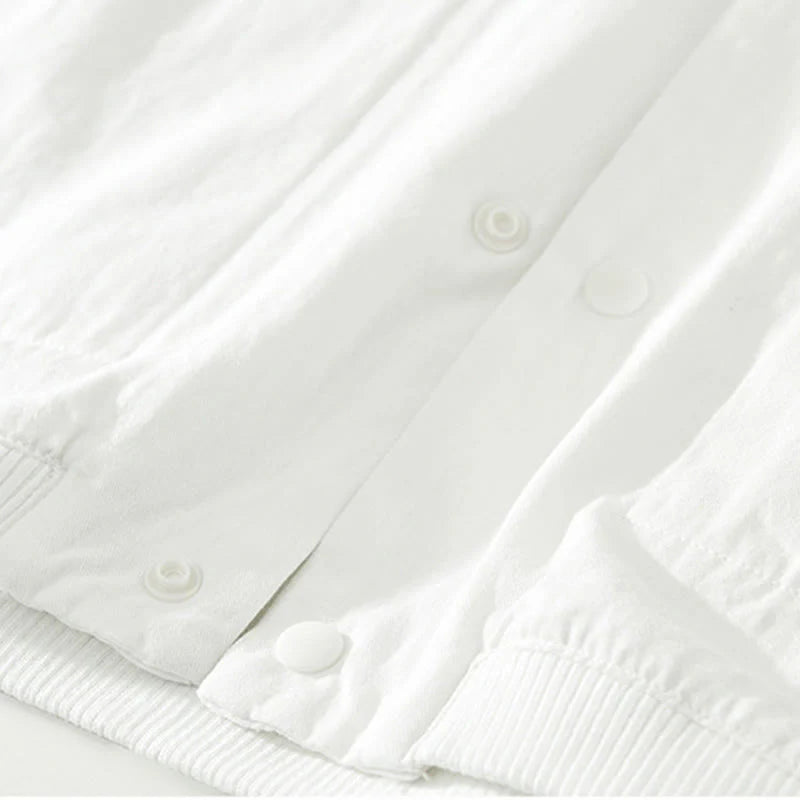 Buddha Stones Simple Solid Color Buttons Down Men's Stand Collar Long Sleeve Cotton Shirt