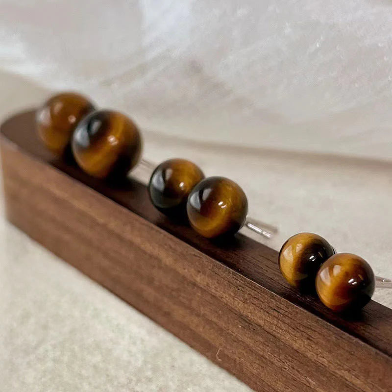 Buddha Stones Simple Tiger Eye Retro Round Protection Stud Earrings