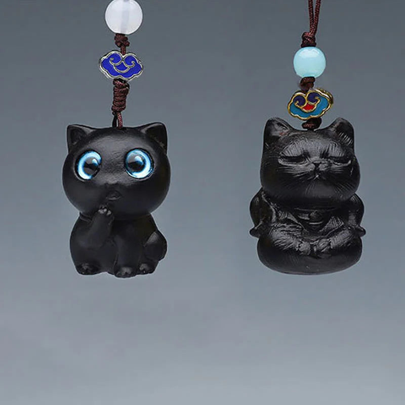 Buddha Stones Green Sandalwood Mini Cute Animal Rabbit Cat Deer Whale Prosperity Phone Hanging Decorations