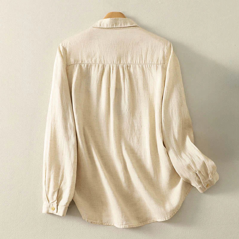Buddha Stones Spring Embroidered Flower Long Sleeve Women's Buttons Shirt