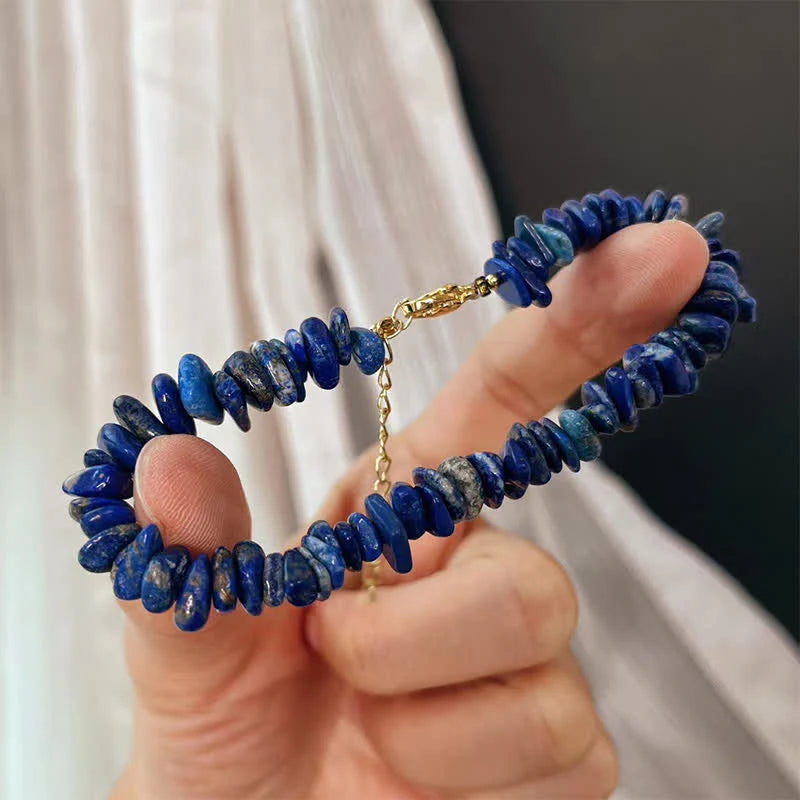 Buddha Stones Natural Irregular Design Lapis Lazuli Lazurite Positive Bracelet