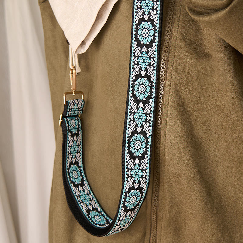 Buddha Stones Bohemian Round Flower Geometric Embroidery Adjustable Handbags Crossbody Shoulder Bag Purse Straps Replacement