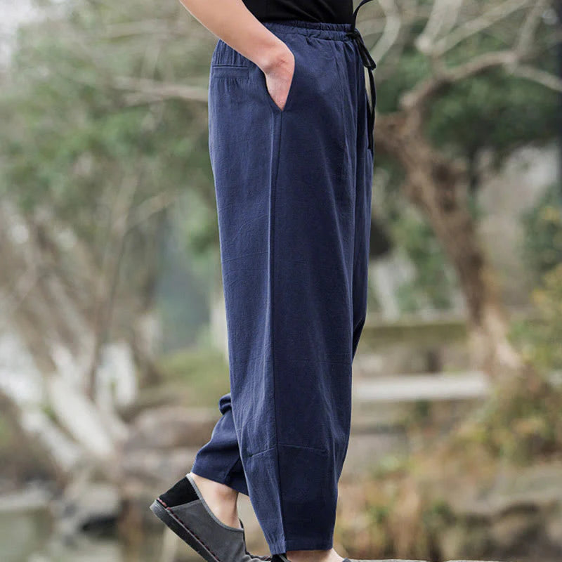 Buddha Stones Plain Casual Bloomer Men's Pants With Pockets